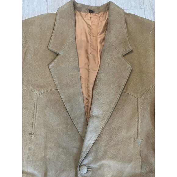 Vintage Tan Miller Stockman Blazer Mens 40 Suede Western Cowboy Jacket USA 80s - Picture 2 of 12